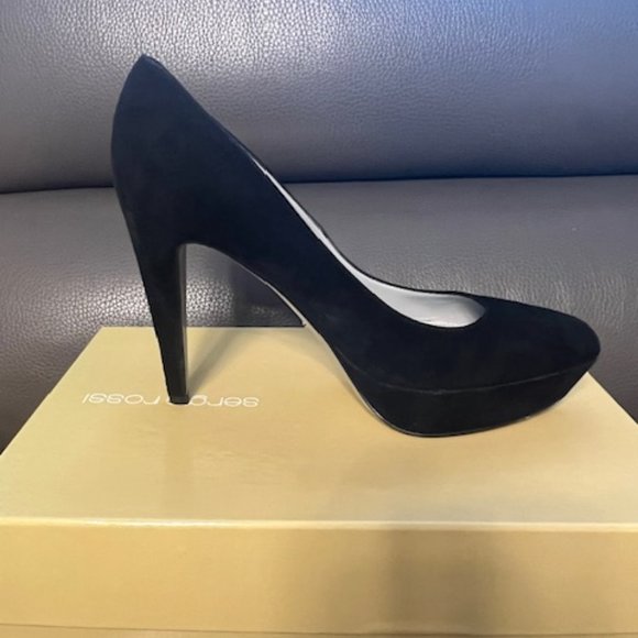 Sergio Rossi Suede Platform Pump Blk 8,5 - Picture 4 of 9